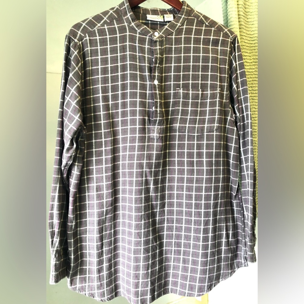💚 3 for $30 💚 Sahali Soft Cotton Plaid Half Button Long Sleeve